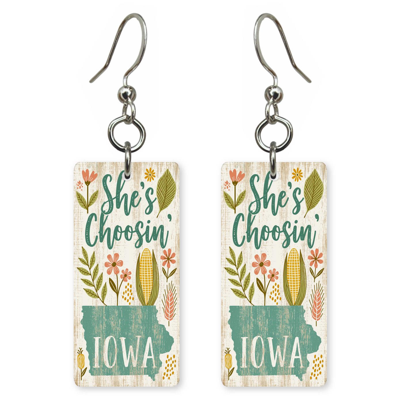 Corn Floral — She's Choosing earrings, shown as a pair
