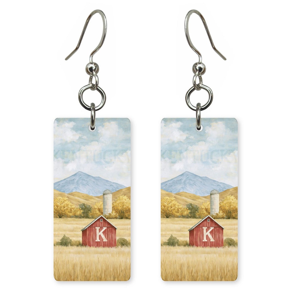 Red Barn — She's Choosing earrings, shown as a pair