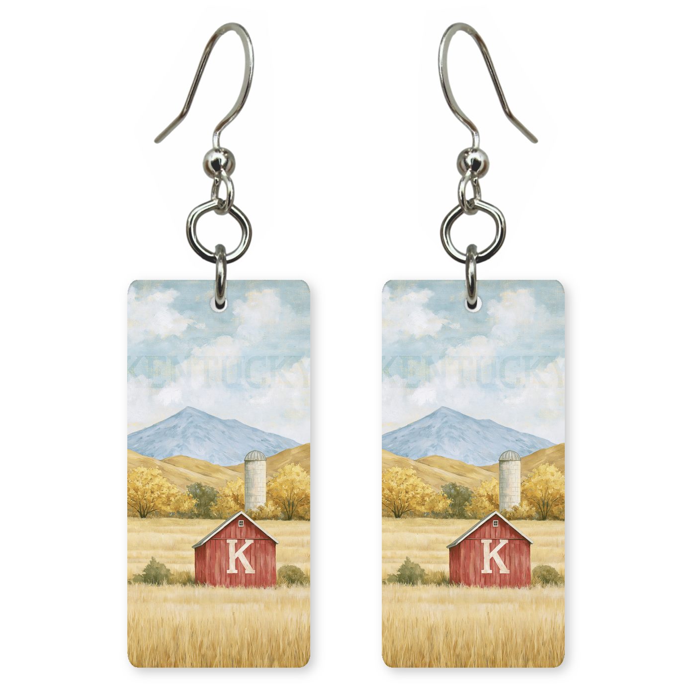 Red Barn — She's Choosing earrings, shown as a pair