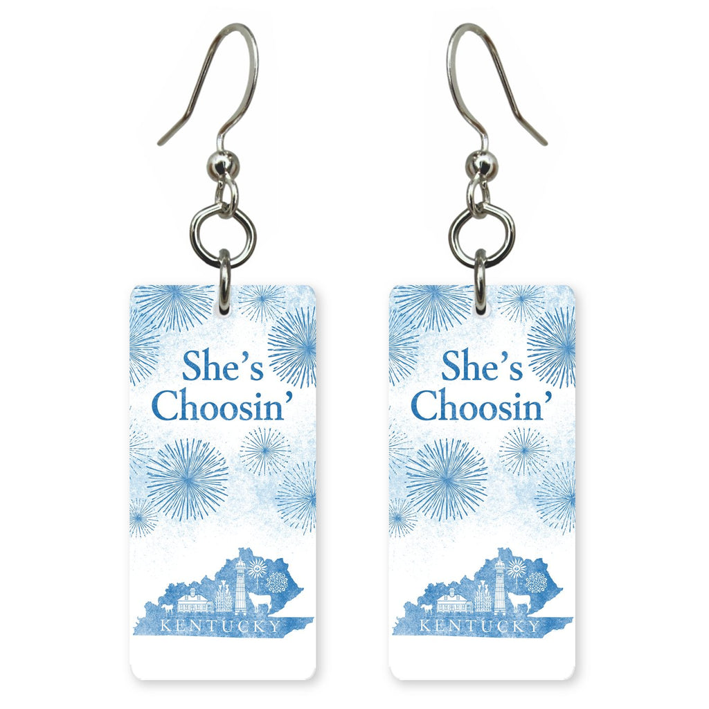 Blue Fireworks — She's Choosing earrings, shown as a pair