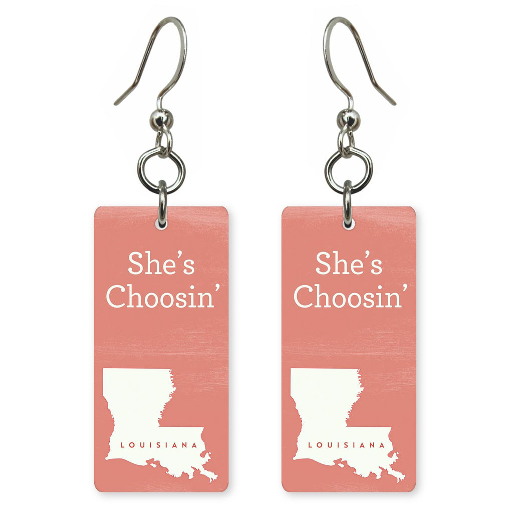 Coral Silhouette — She's Choosing earrings, shown as a pair