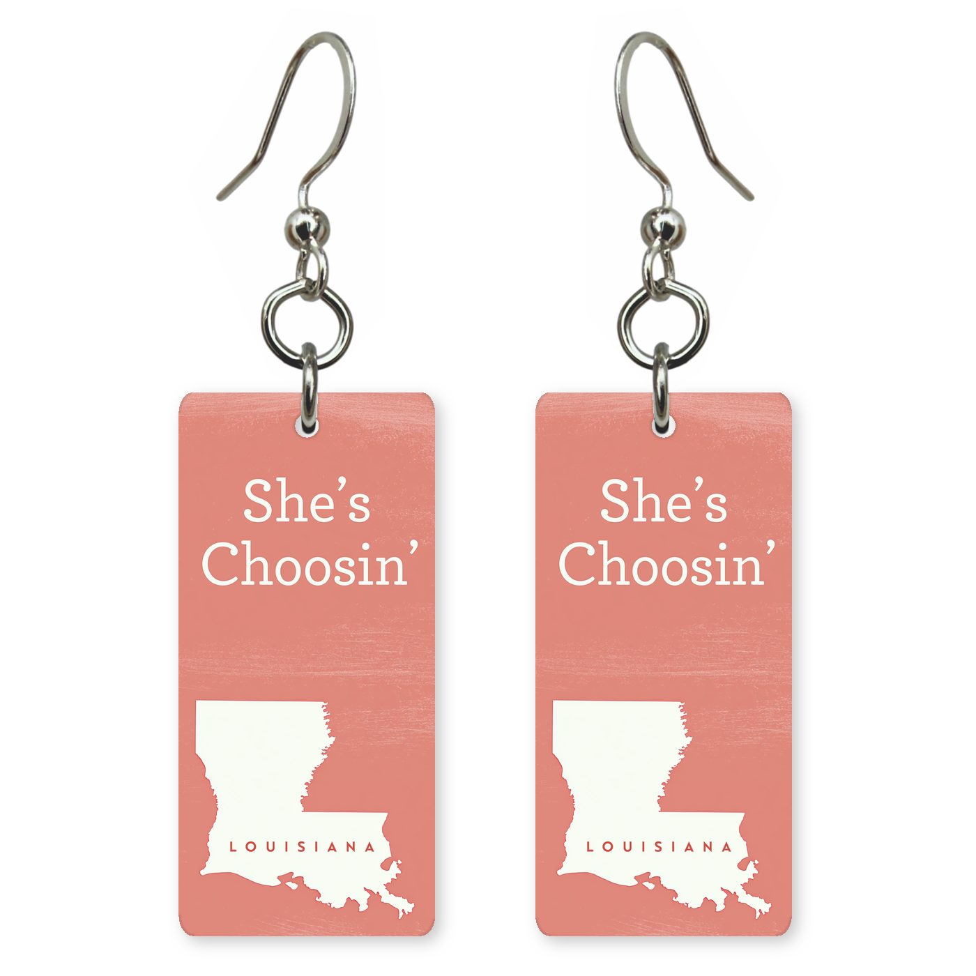 Coral Silhouette — She's Choosing earrings, shown as a pair