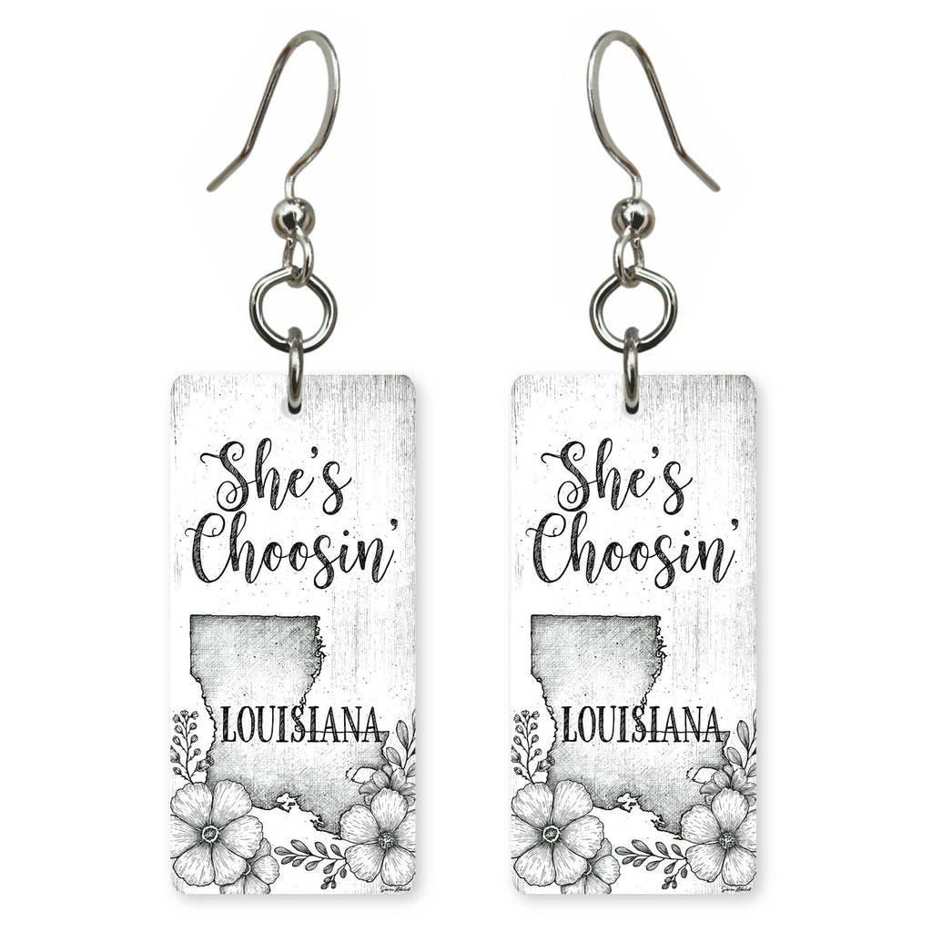 Pencil Sketch Floral — She's Choosing earrings, shown as a pair