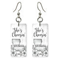Pencil Sketch Floral — She's Choosing earrings, shown as a pair
