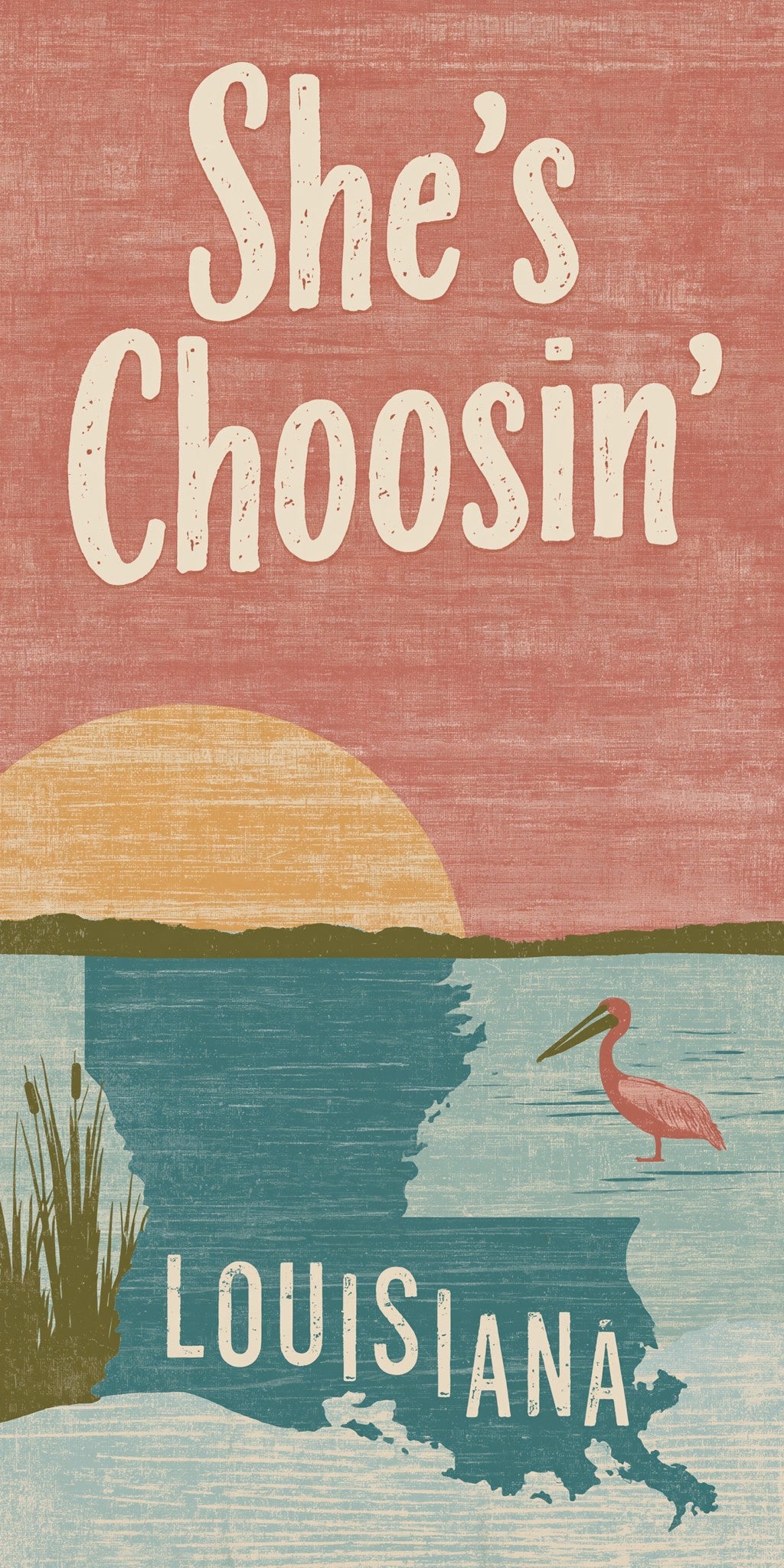 Sunset Pelican — full design art