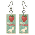 Strawberry — She's Choosing earrings, shown as a pair
