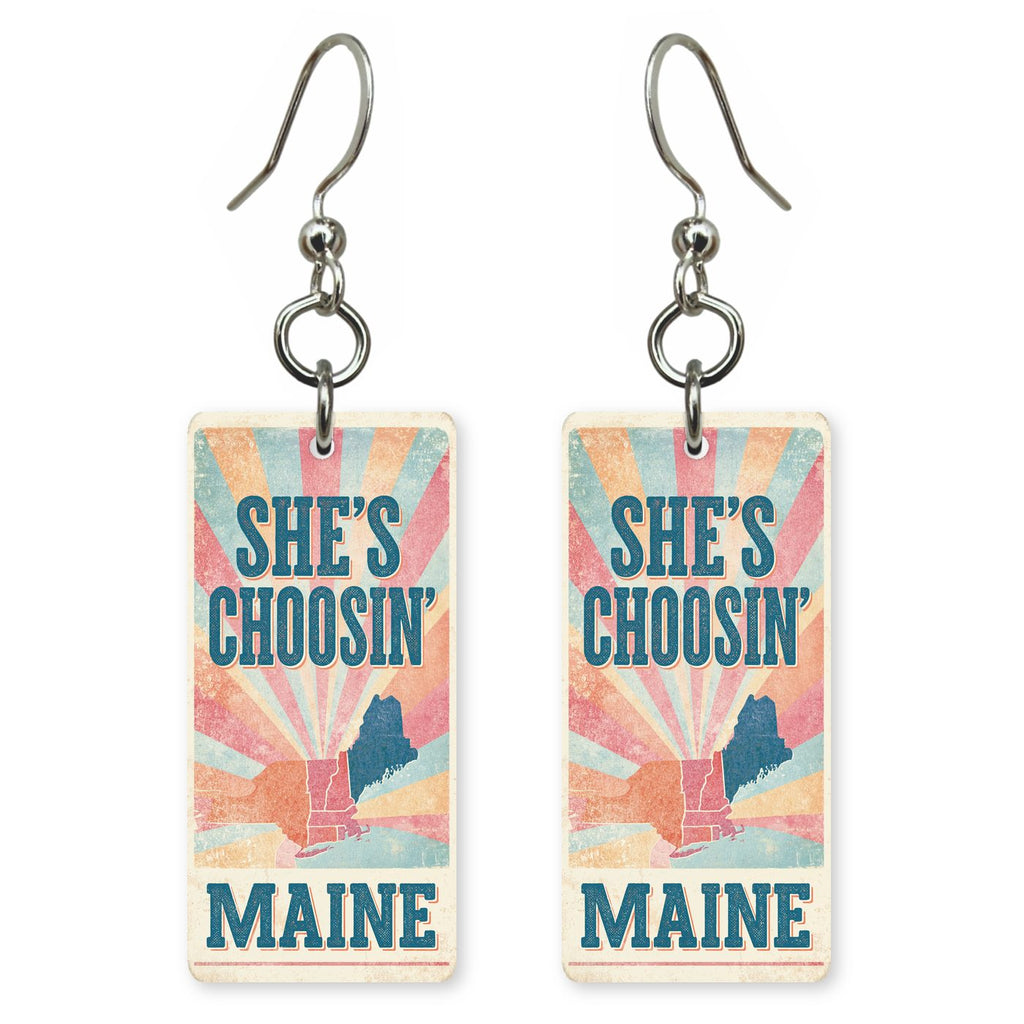 Sunburst Poster — She's Choosing earrings, shown as a pair