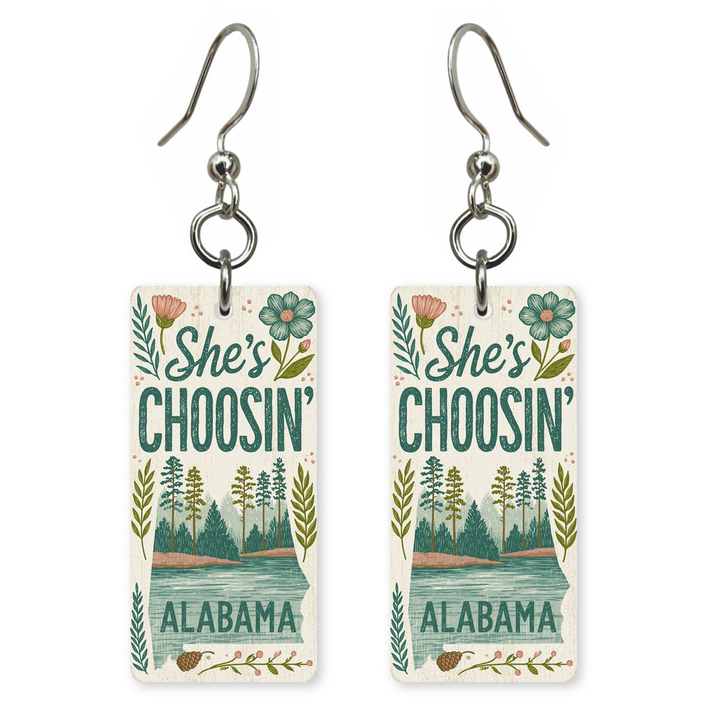 Forest Lake Poster — She's Choosing earrings, shown as a pair