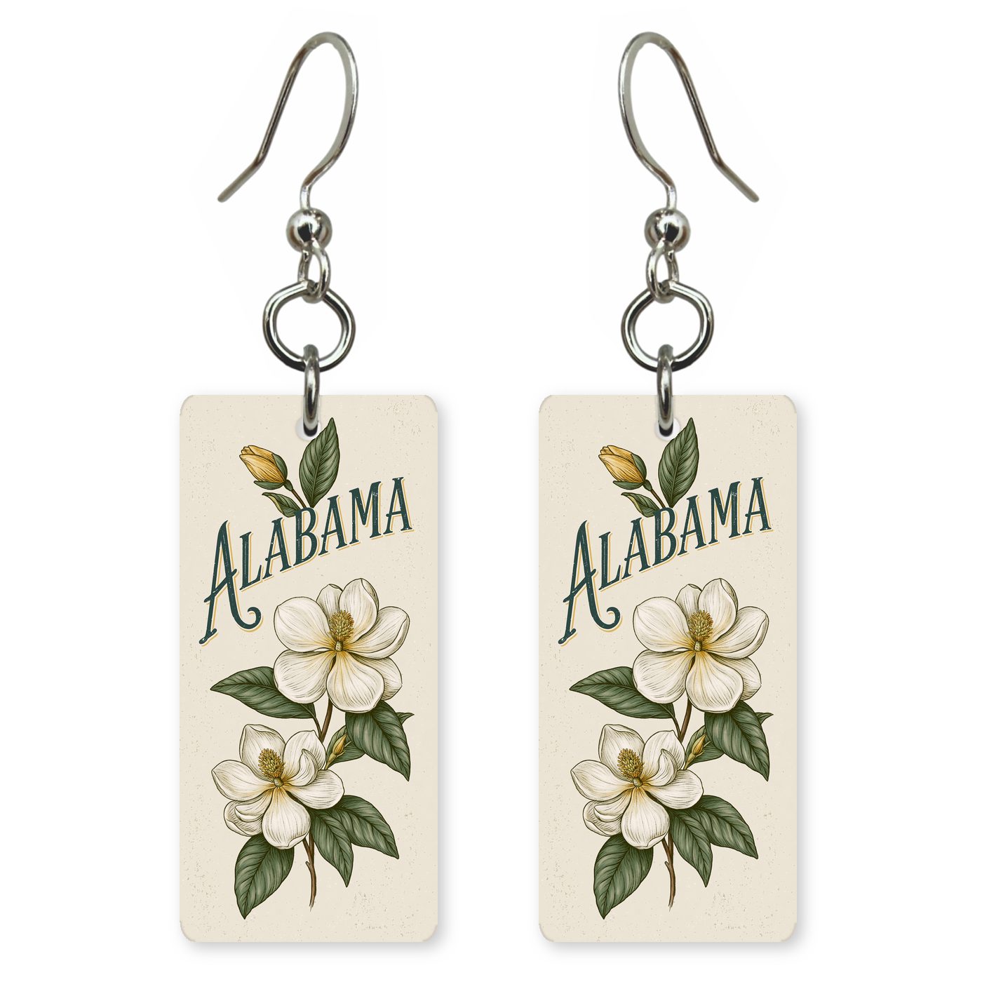 Magnolia Bloom — She's Choosing earrings, shown as a pair