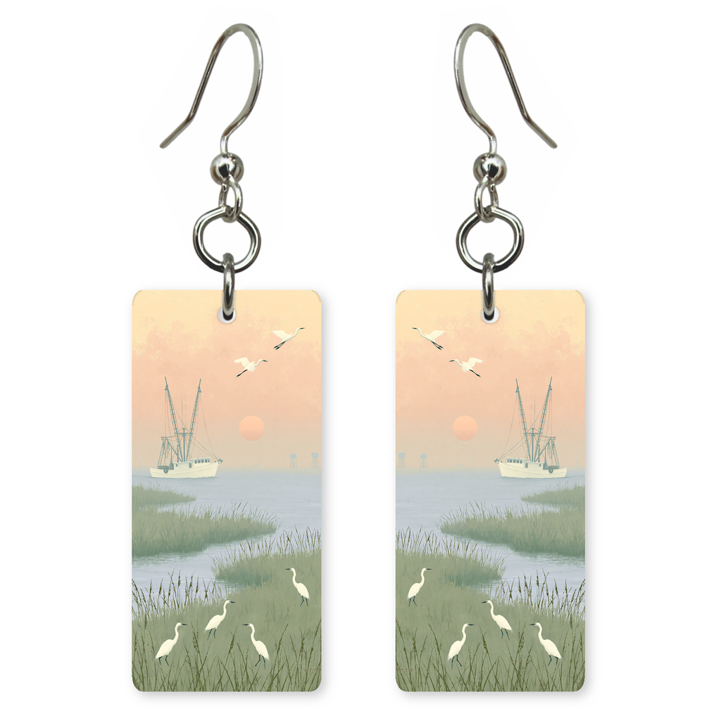 She's Choosing Maryland Earrings | Crab Boat Marsh