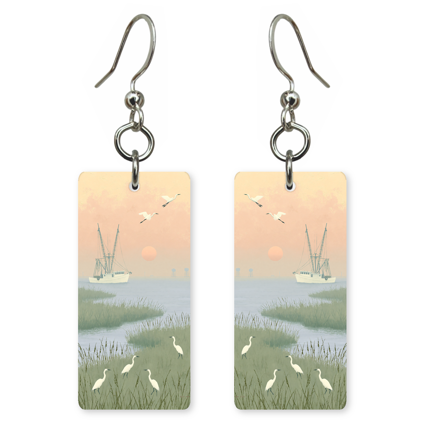 She's Choosing Maryland Earrings | Crab Boat Marsh