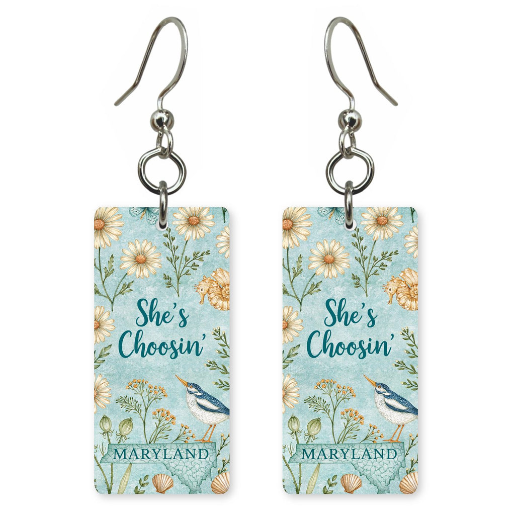 Bird Meadow — She's Choosing earrings, shown as a pair