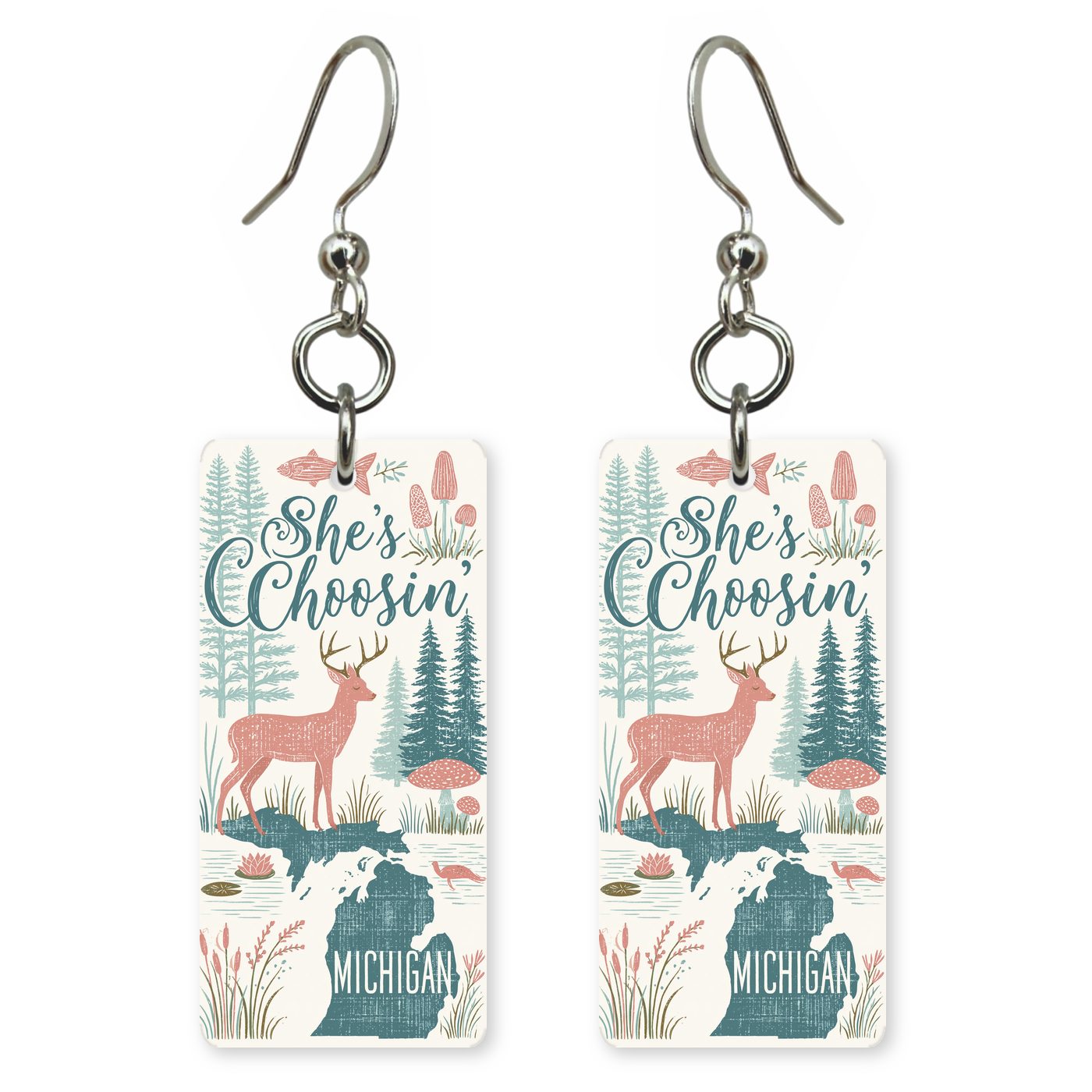 Forest Deer — She's Choosing earrings, shown as a pair