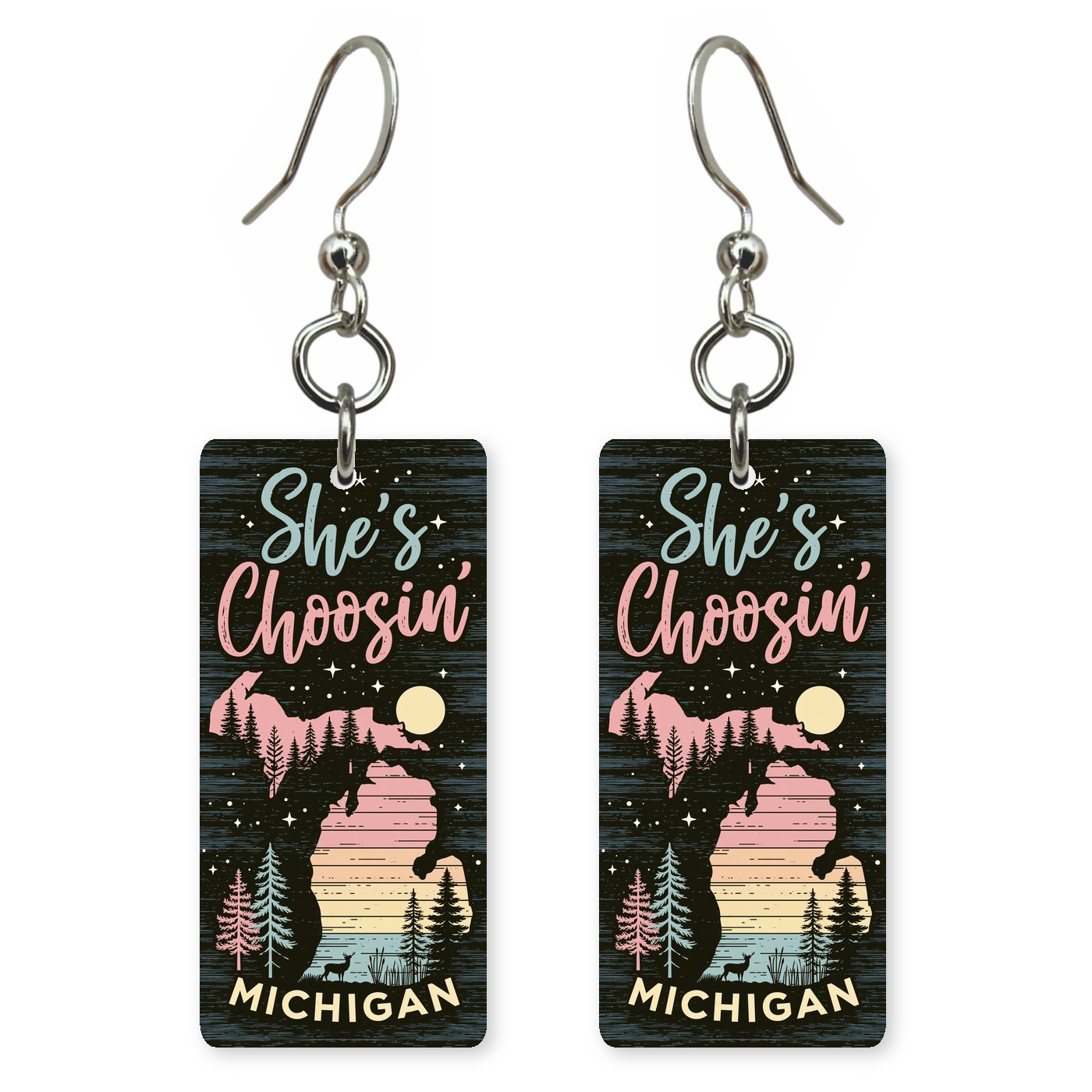 Night Sky Pines — She's Choosing earrings, shown as a pair