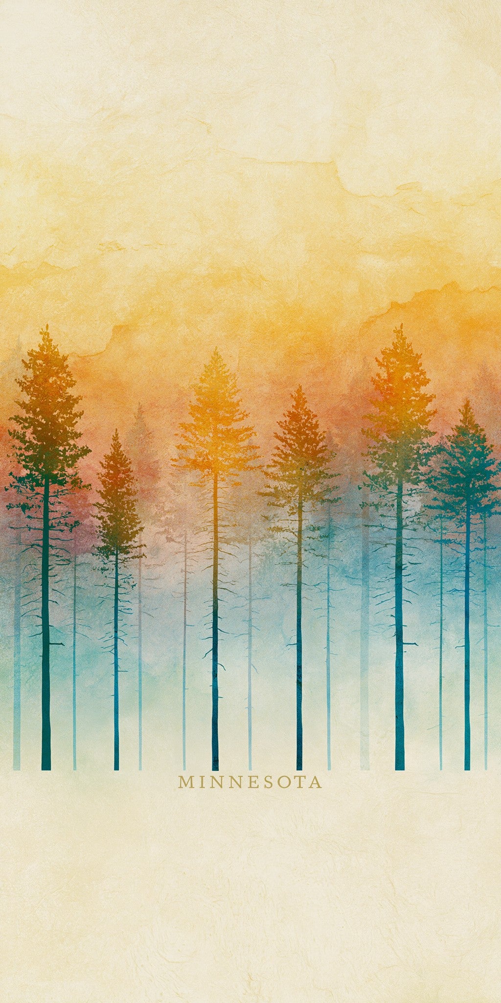 Autumn Mist Pines — full design art
