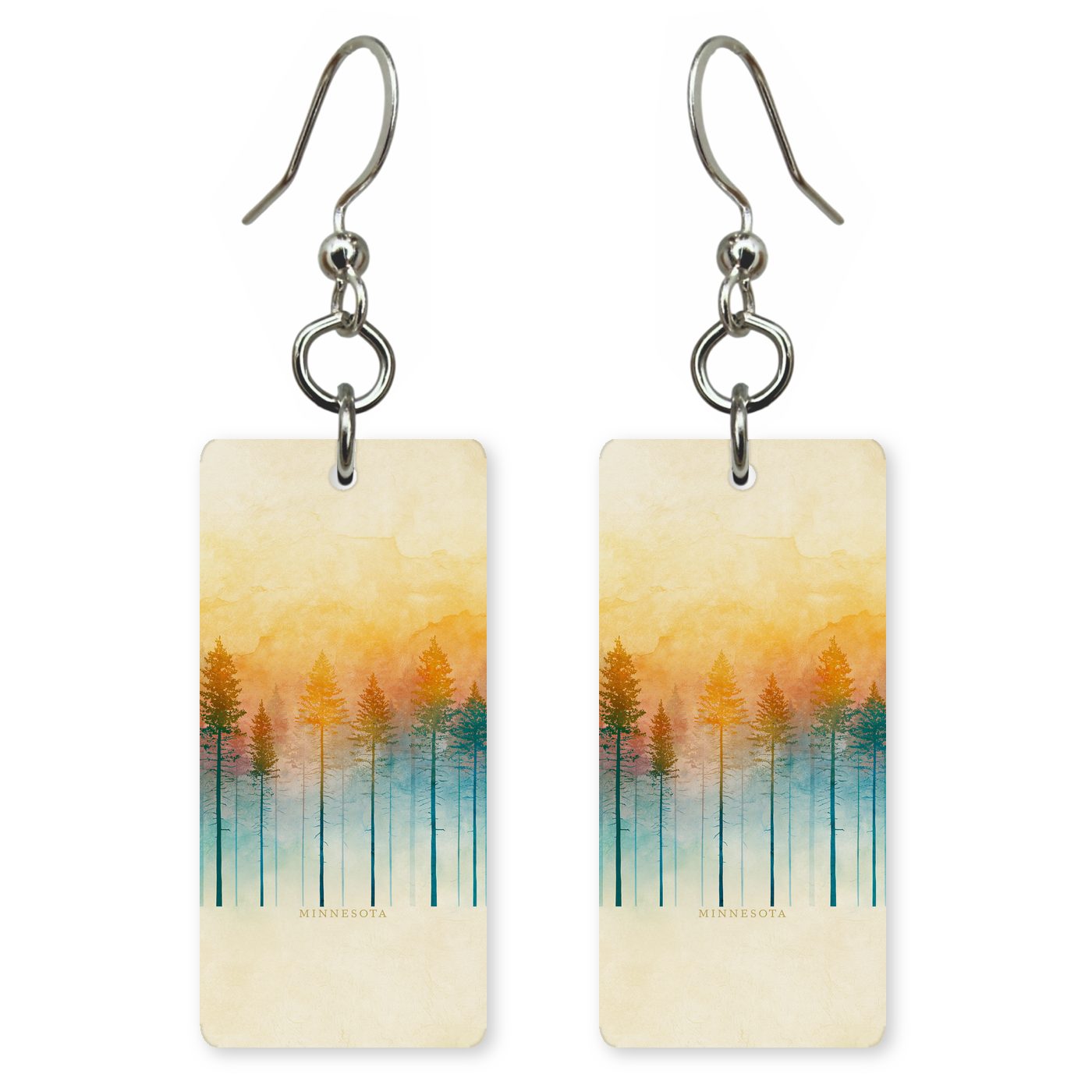 Autumn Mist Pines — She's Choosing earrings, shown as a pair
