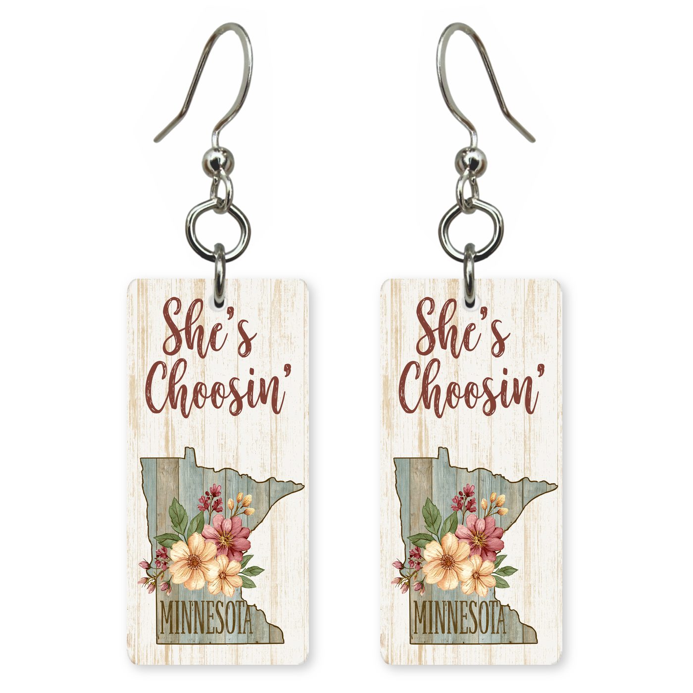 Plank Floral — She's Choosing earrings, shown as a pair
