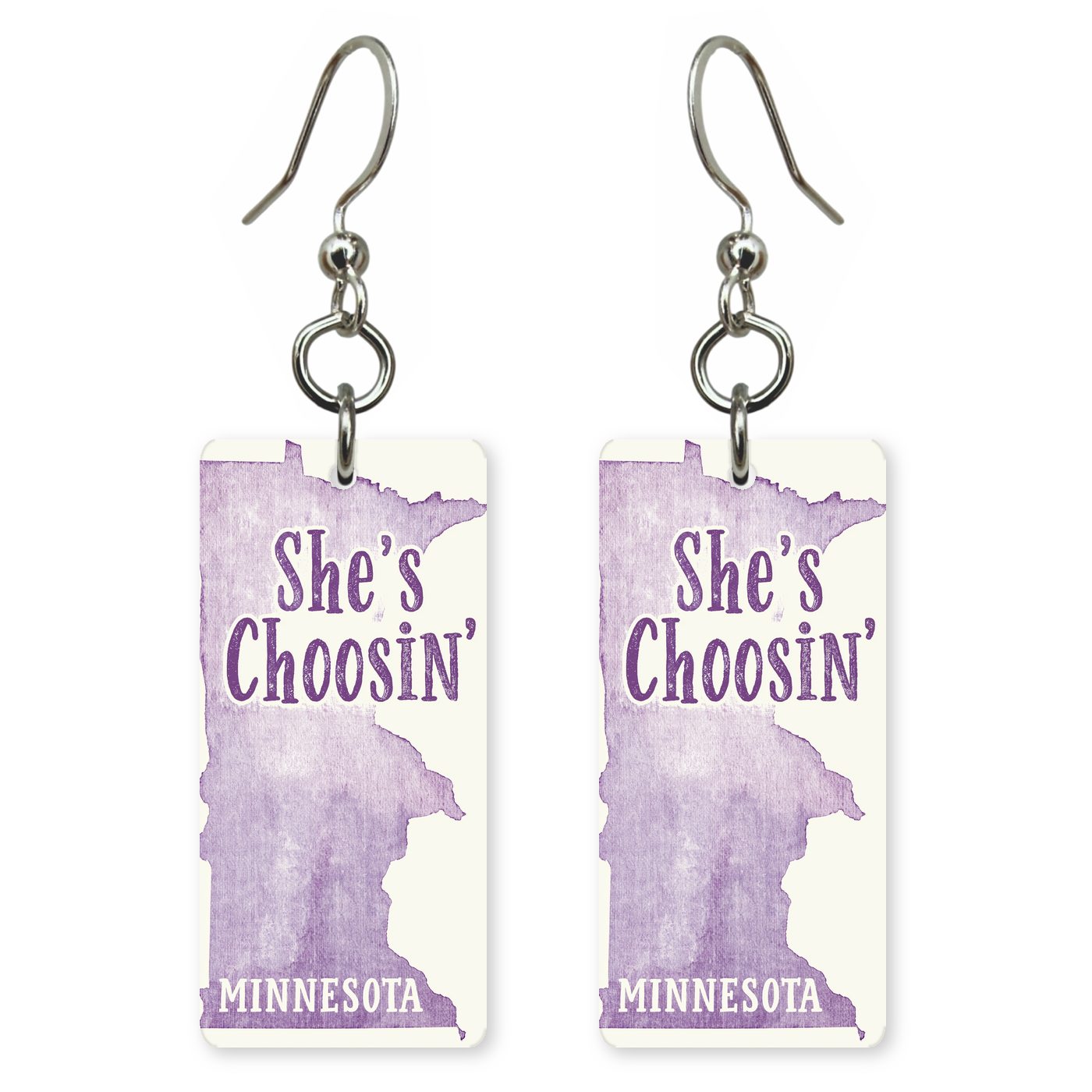 Purple Watercolor — She's Choosing earrings, shown as a pair