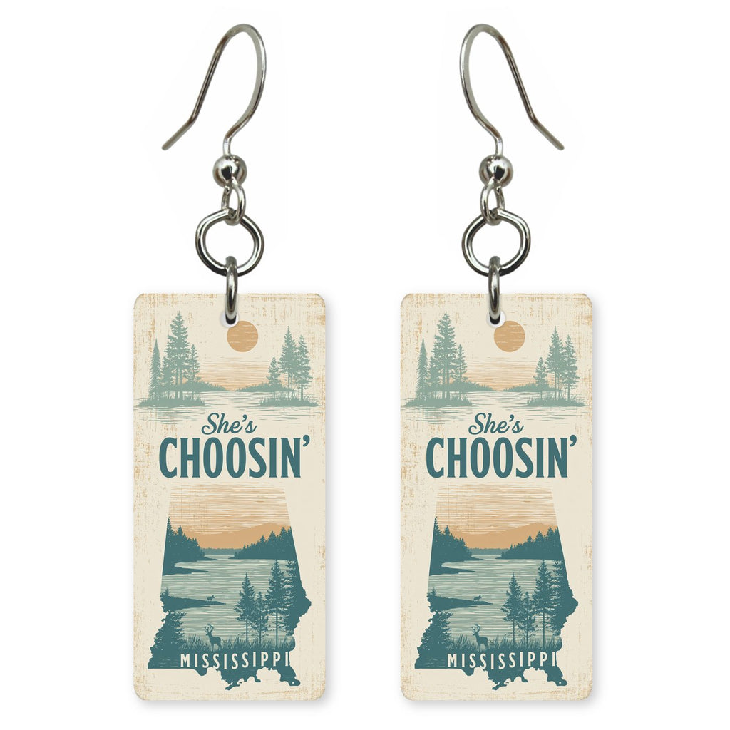 River Sunset — She's Choosing earrings, shown as a pair