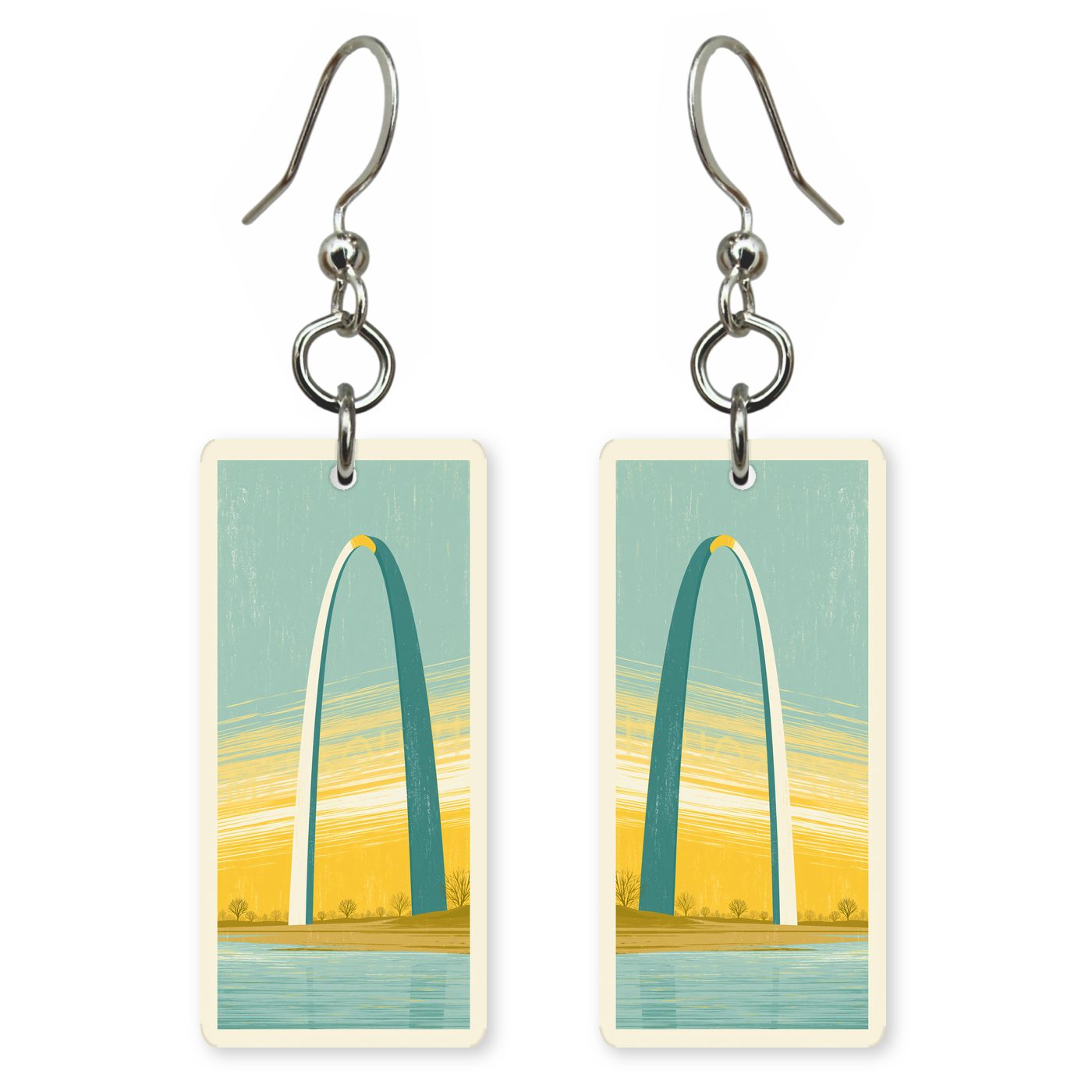 Gateway Arch Poster — She's Choosing earrings, shown as a pair