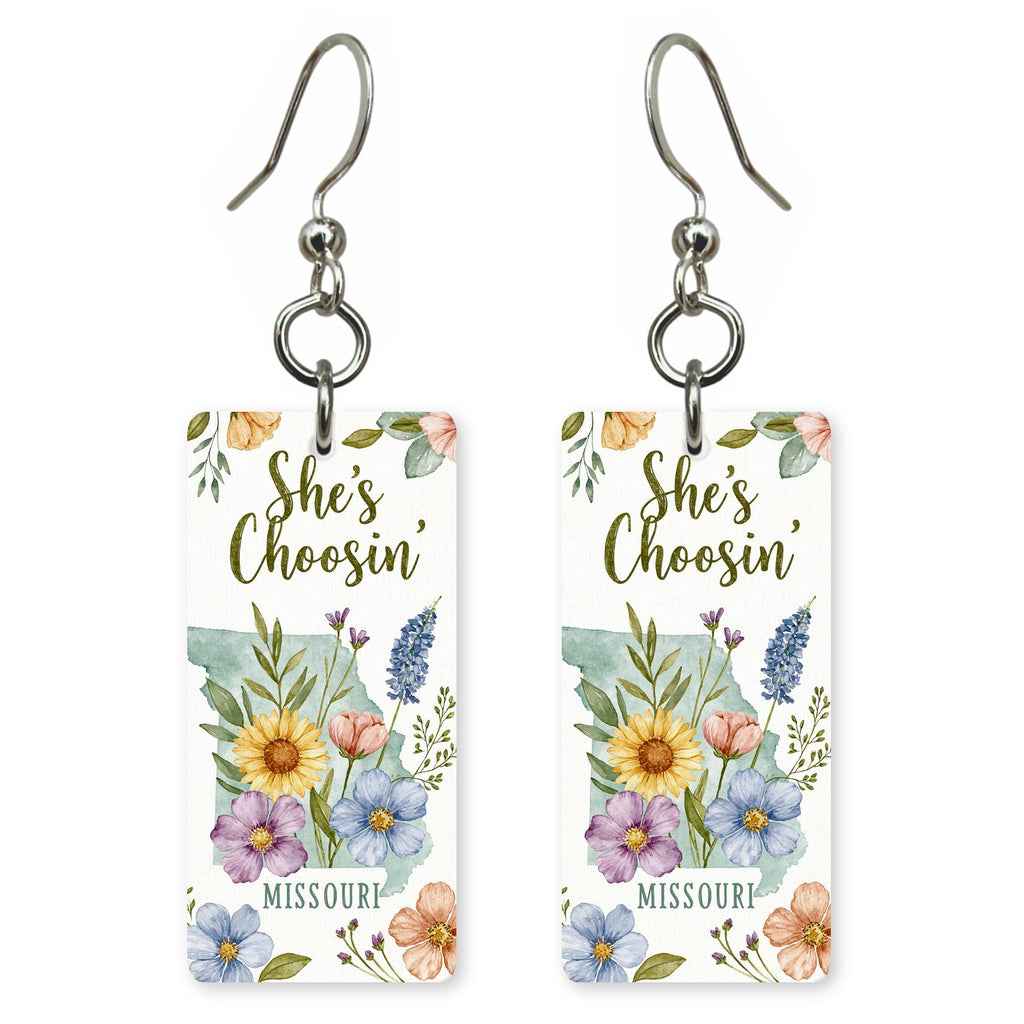 Watercolor Florals — She's Choosing earrings, shown as a pair