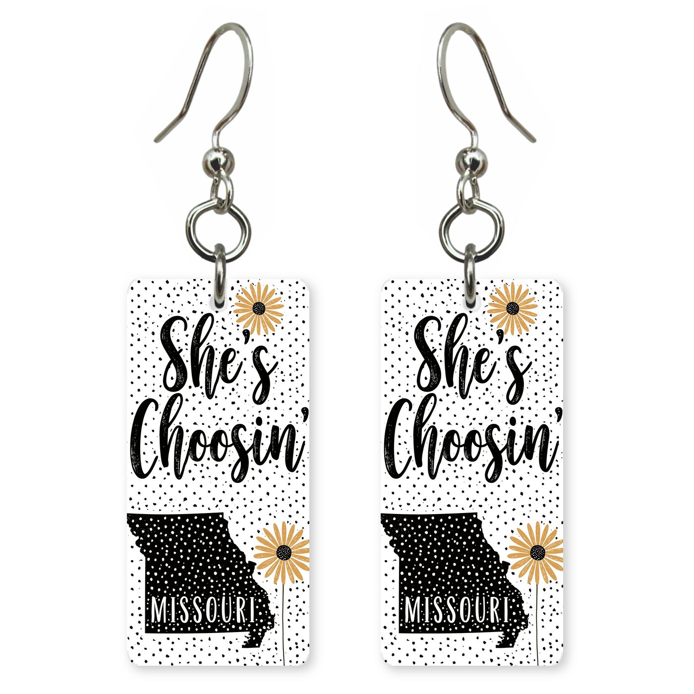 Dot Sunflower — She's Choosing earrings, shown as a pair