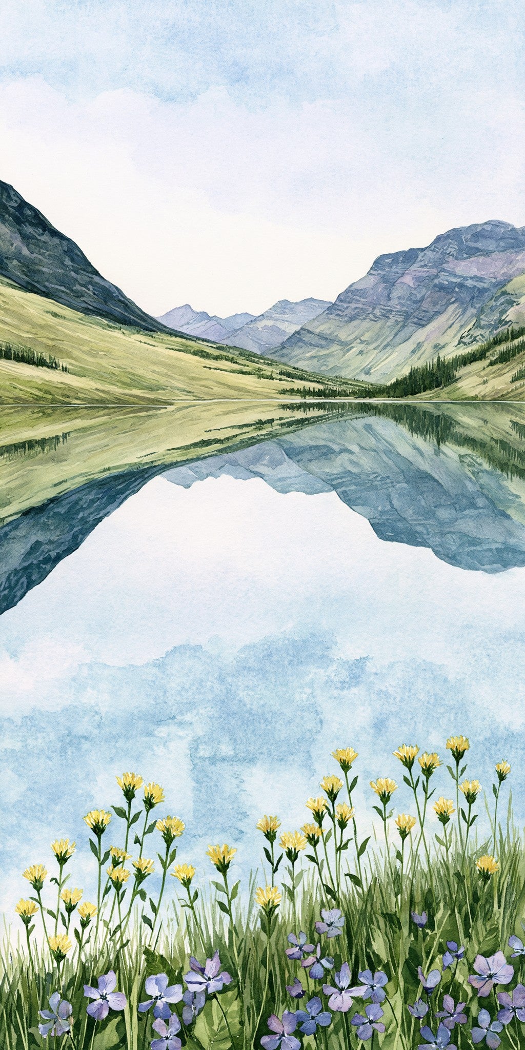 Mountain Lake Reflection — full design art