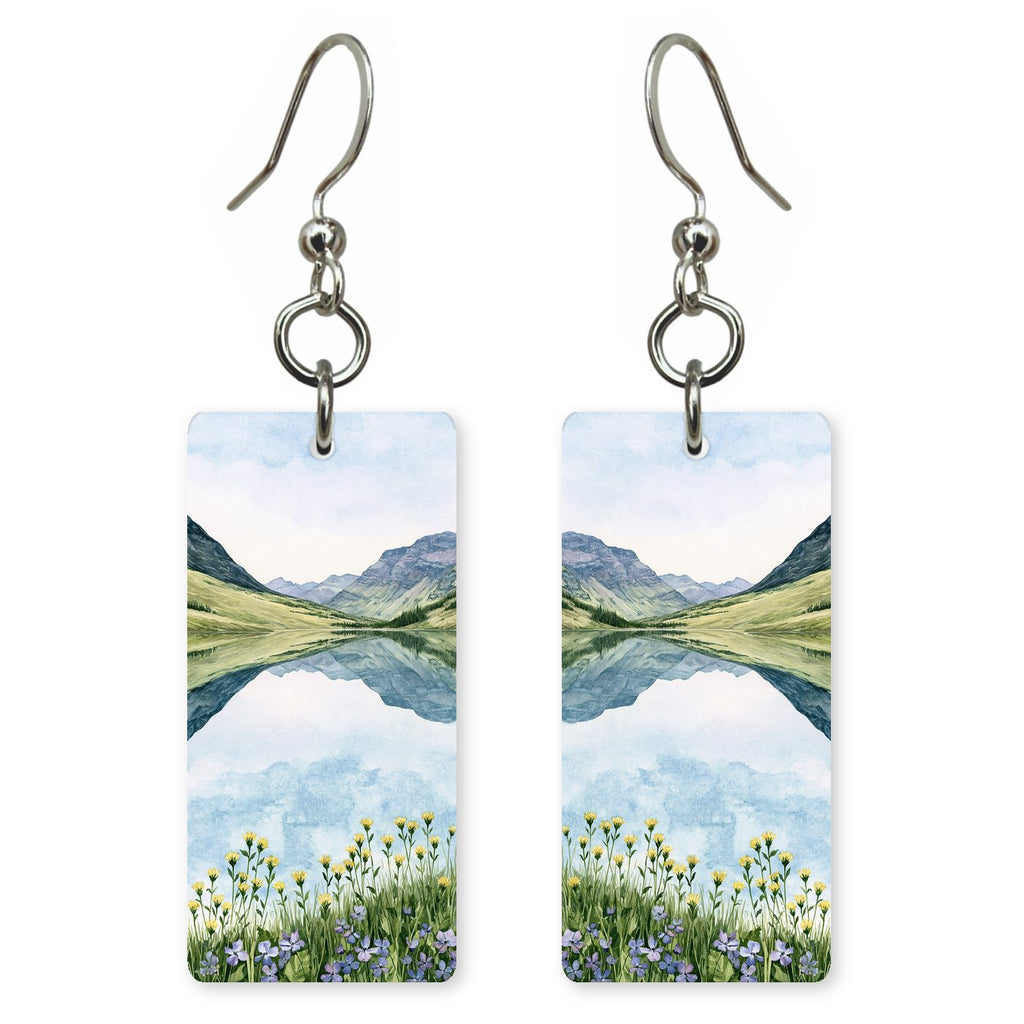 Mountain Lake Reflection — She's Choosing earrings, shown as a pair