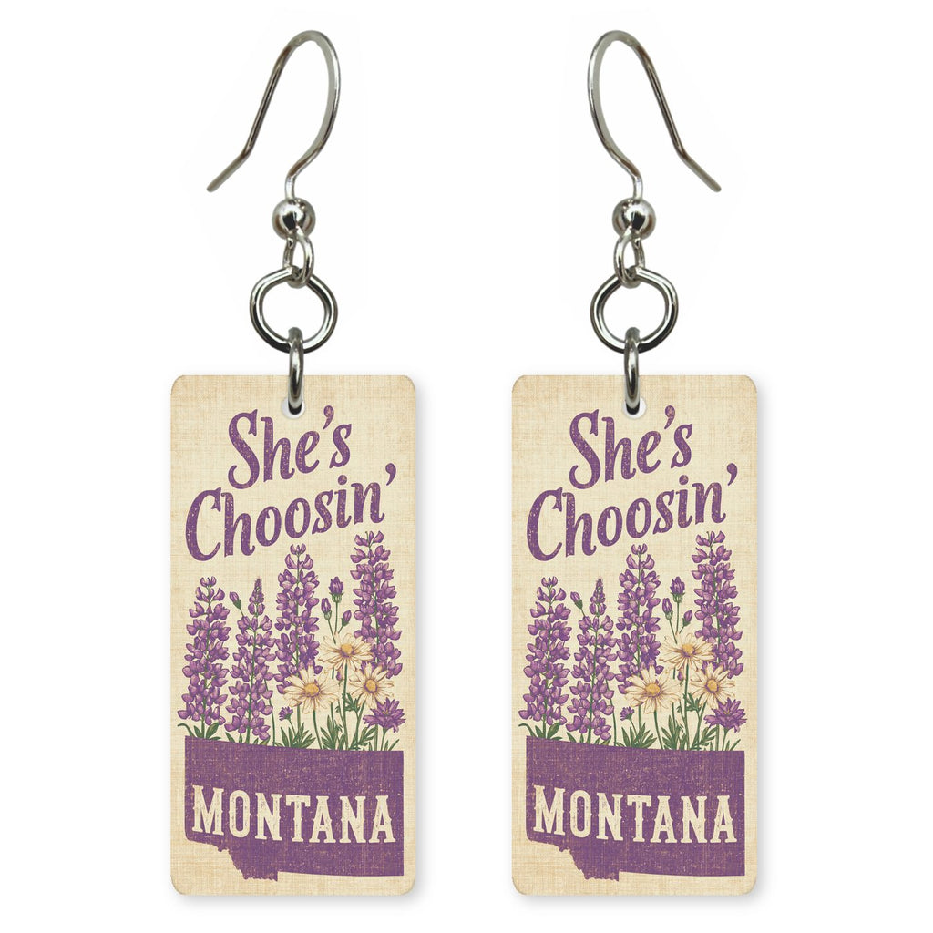 Lupine — She's Choosing earrings, shown as a pair