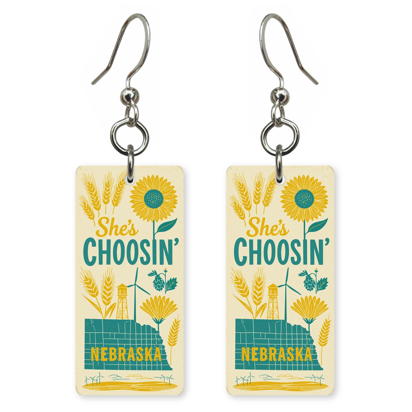 Sunflower Wheat — She's Choosing earrings, shown as a pair