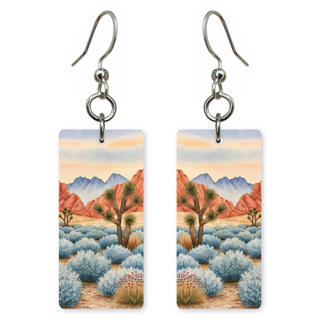 Red Rock Joshua Trees — She's Choosing earrings, shown as a pair
