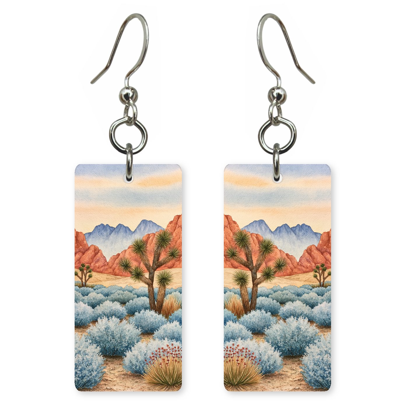 Red Rock Joshua Trees — She's Choosing earrings, shown as a pair