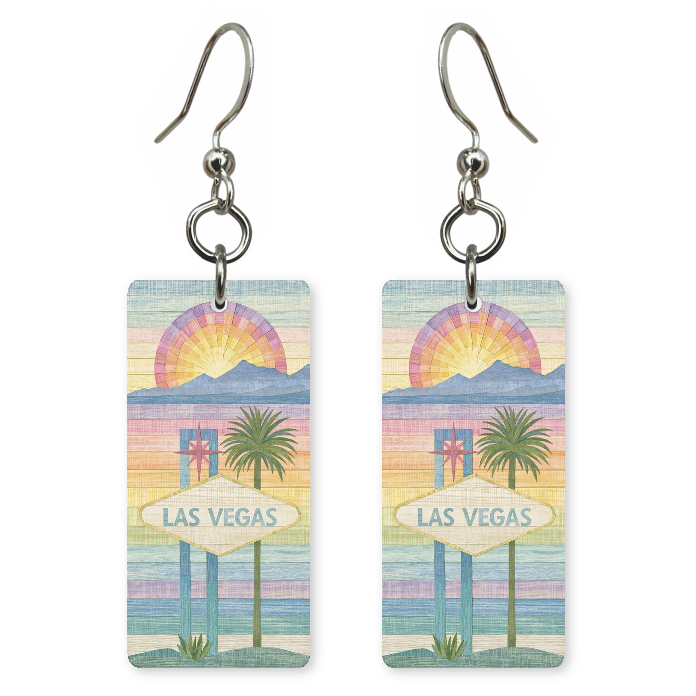 Las Vegas Sign Collage — She's Choosing earrings, shown as a pair