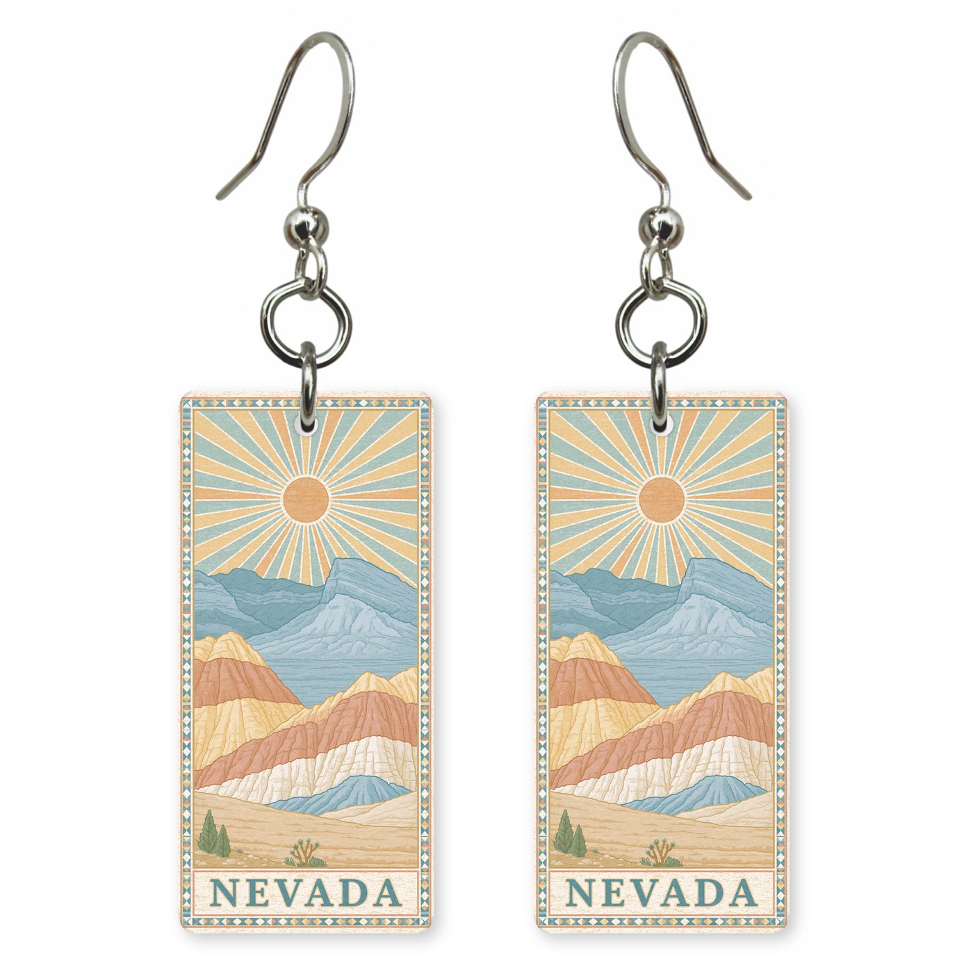 Red Rock Canyon Calico — She's Choosing earrings, shown as a pair
