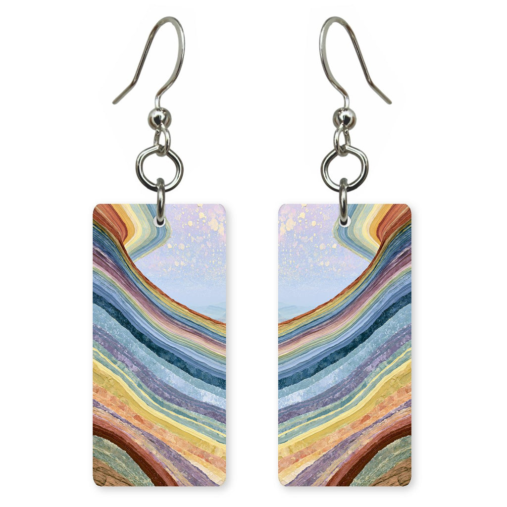 Red Rock Canyon Strata — She's Choosing earrings, shown as a pair