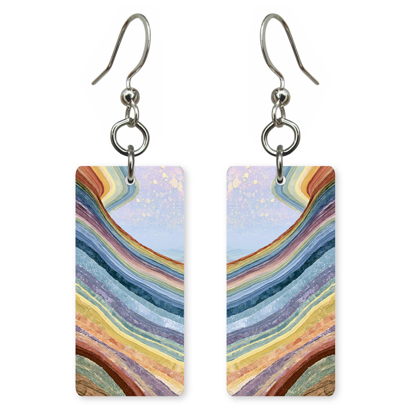 Red Rock Canyon Strata — She's Choosing earrings, shown as a pair