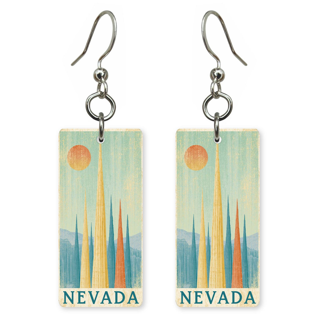 Cathedral Gorge Spires Text — She's Choosing earrings, shown as a pair