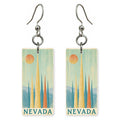 Cathedral Gorge Spires Text — She's Choosing earrings, shown as a pair