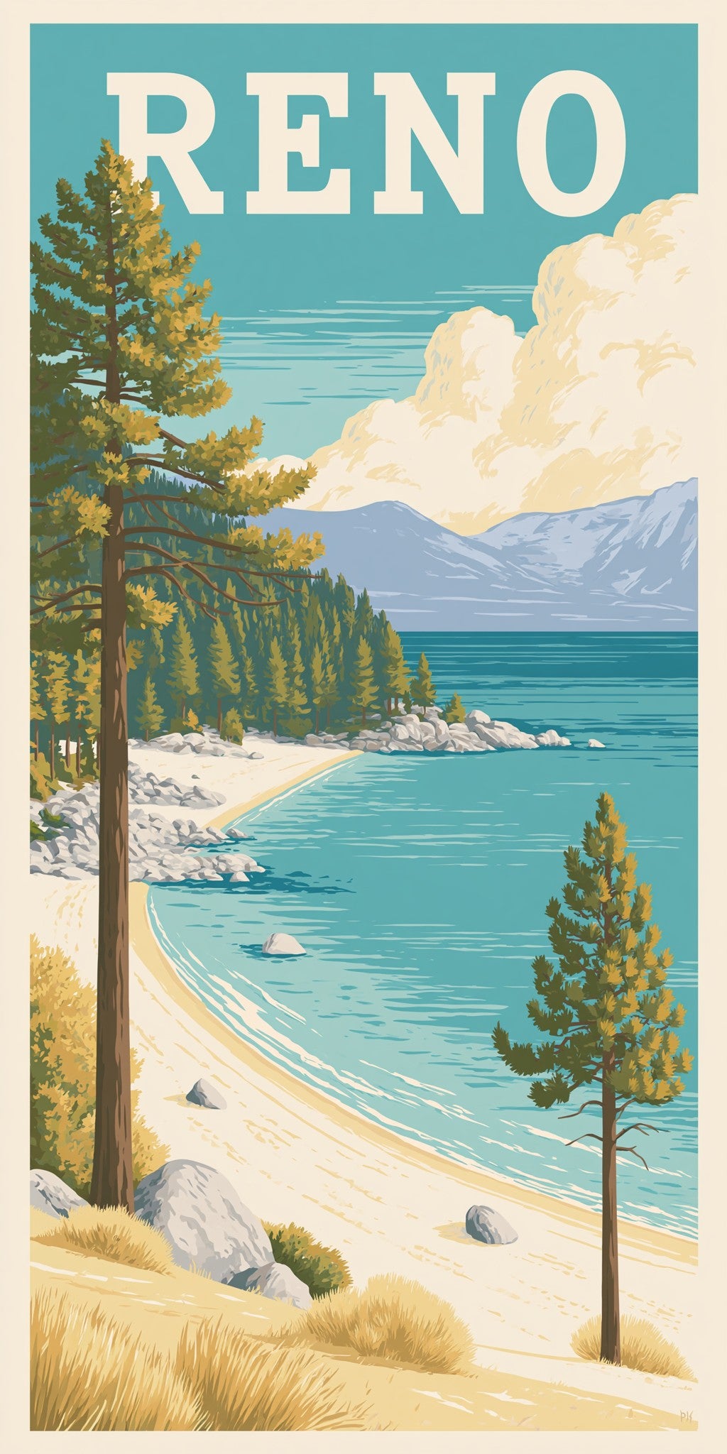 Lake Tahoe Text Reno — full design art