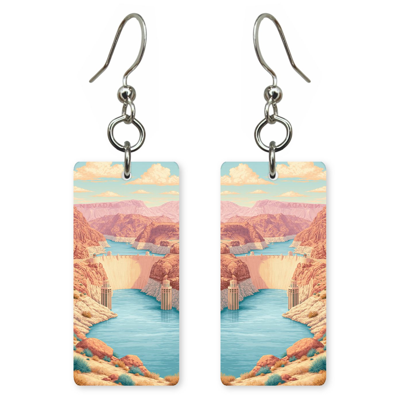 Hoover Dam — She's Choosing earrings, shown as a pair