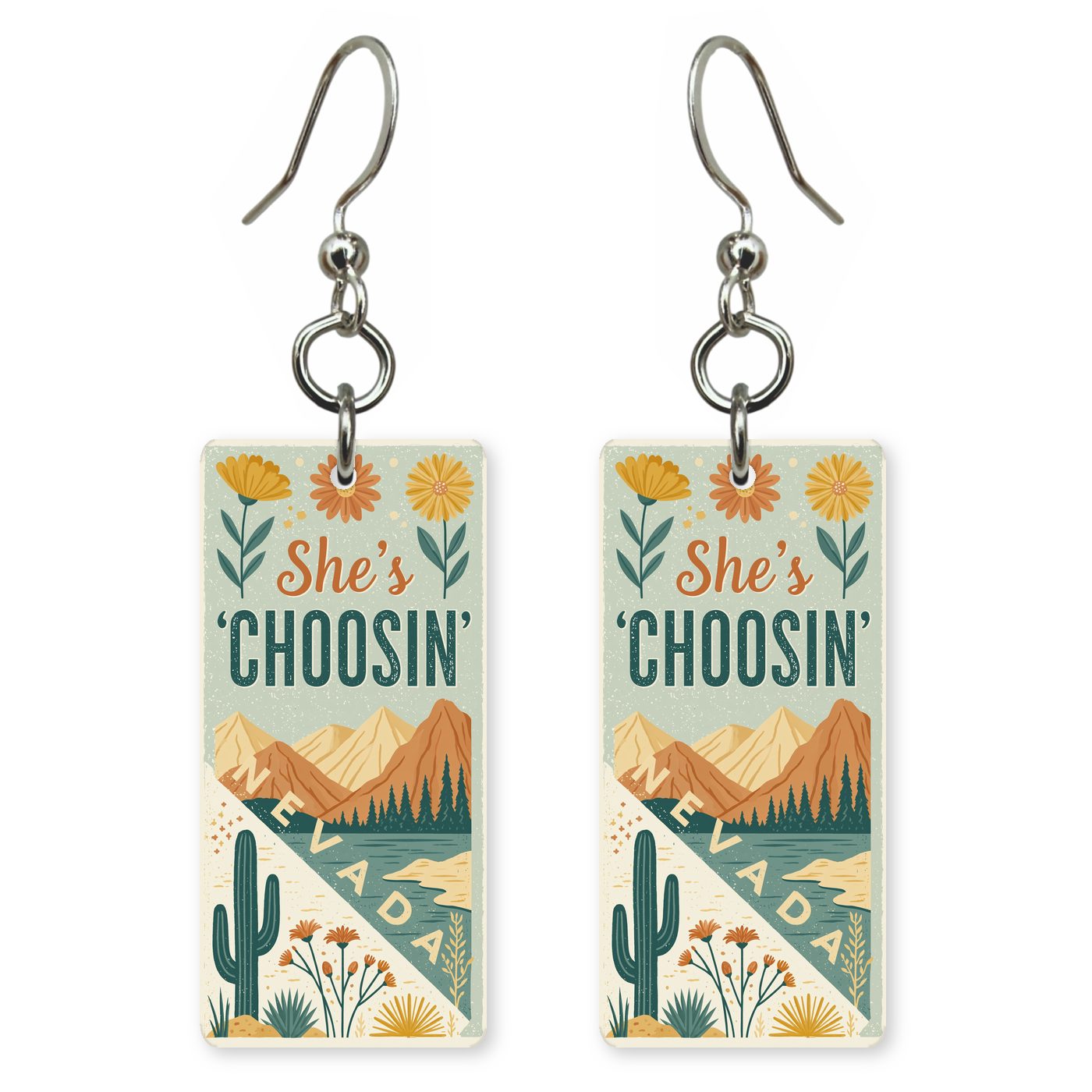 Cactus Deco — She's Choosing earrings, shown as a pair