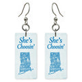 Blue Icons — She's Choosing earrings, shown as a pair