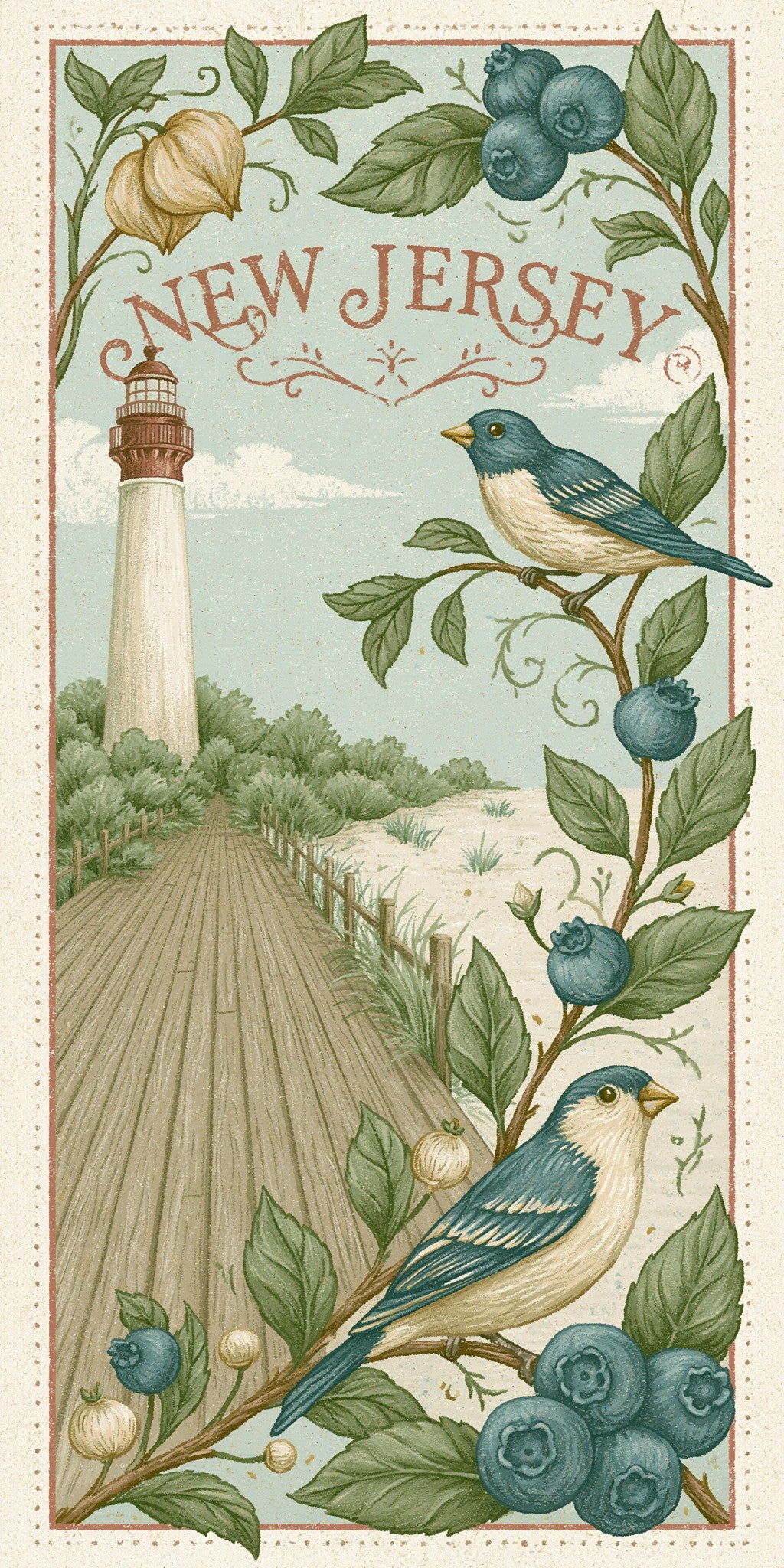 Lighthouse Blueberries — full design art