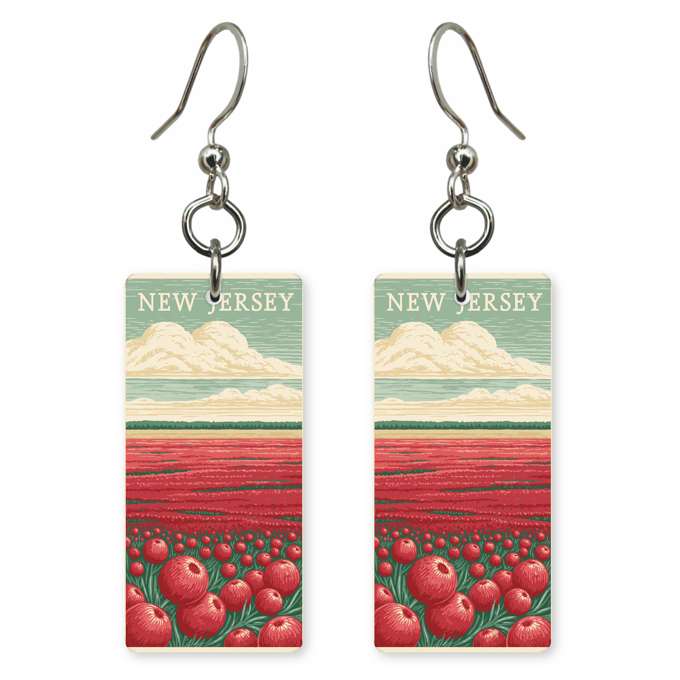 She's Choosing New Jersey Earrings | Cranberry Harvest Bog