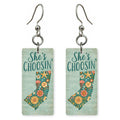 Floral Shore Silhouette — She's Choosing earrings, shown as a pair