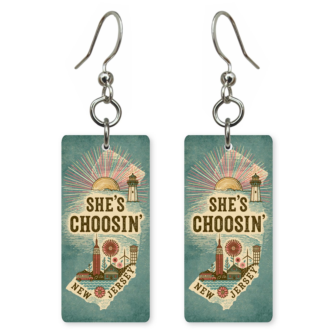 Sunrise Boardwalk — She's Choosing earrings, shown as a pair