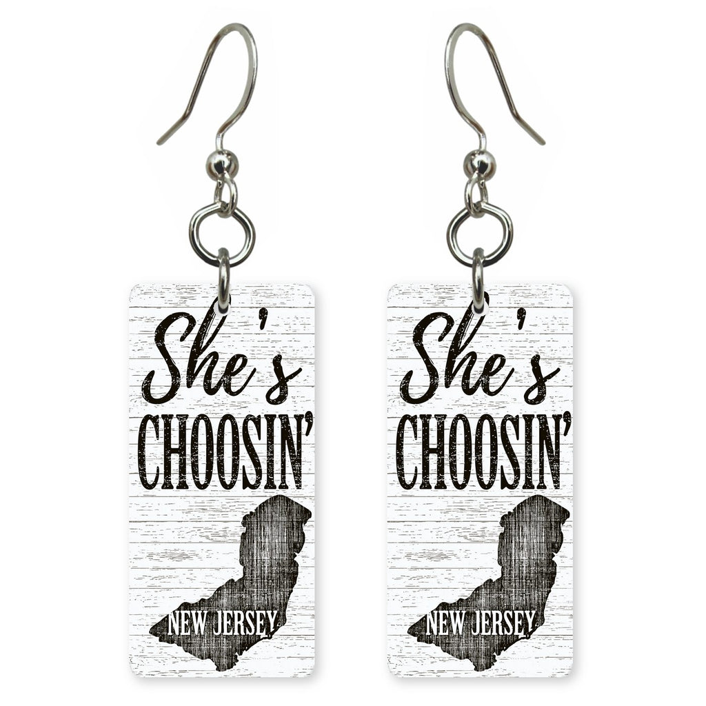Black Plank — She's Choosing earrings, shown as a pair