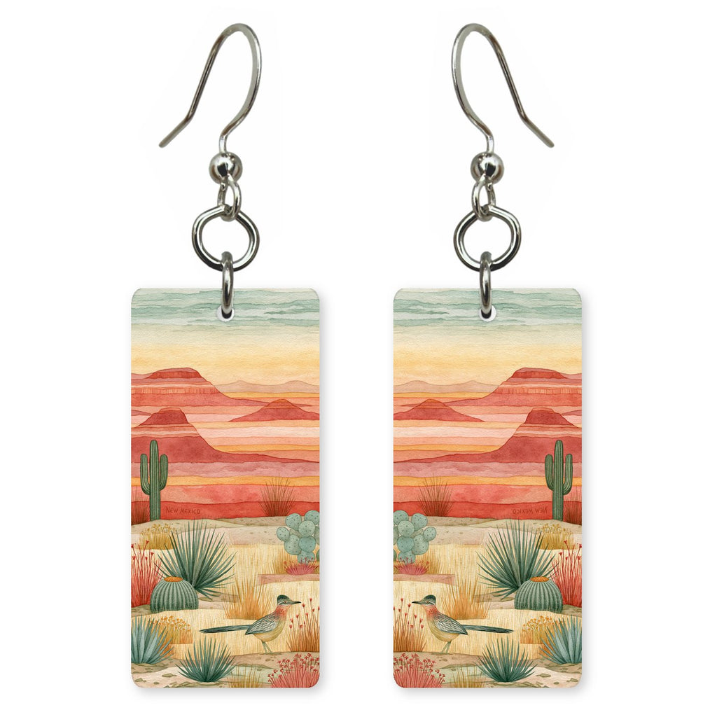 Painted Desert Bird — She's Choosing earrings, shown as a pair
