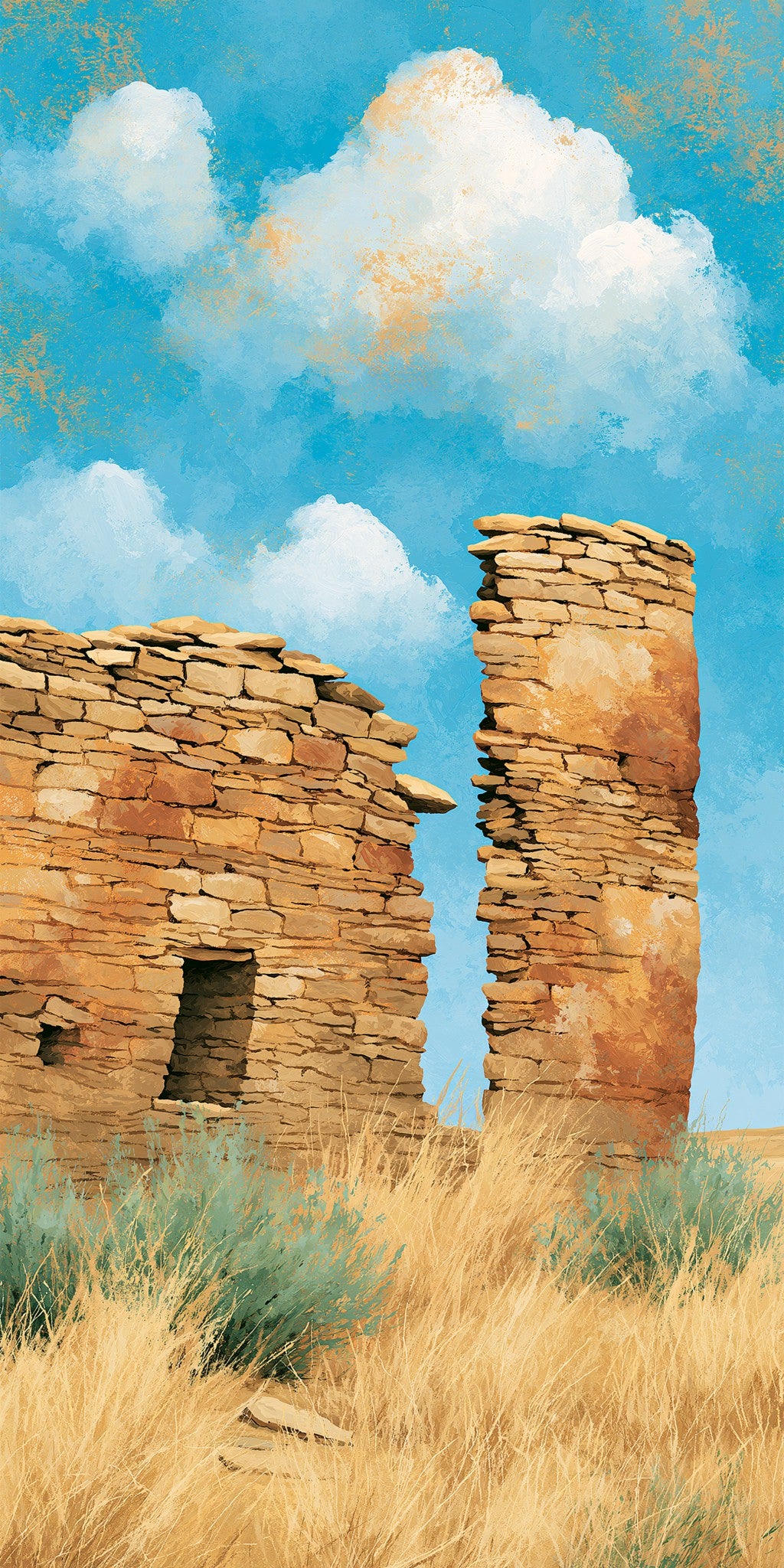 Chaco Canyon Ruins Golden — full design art