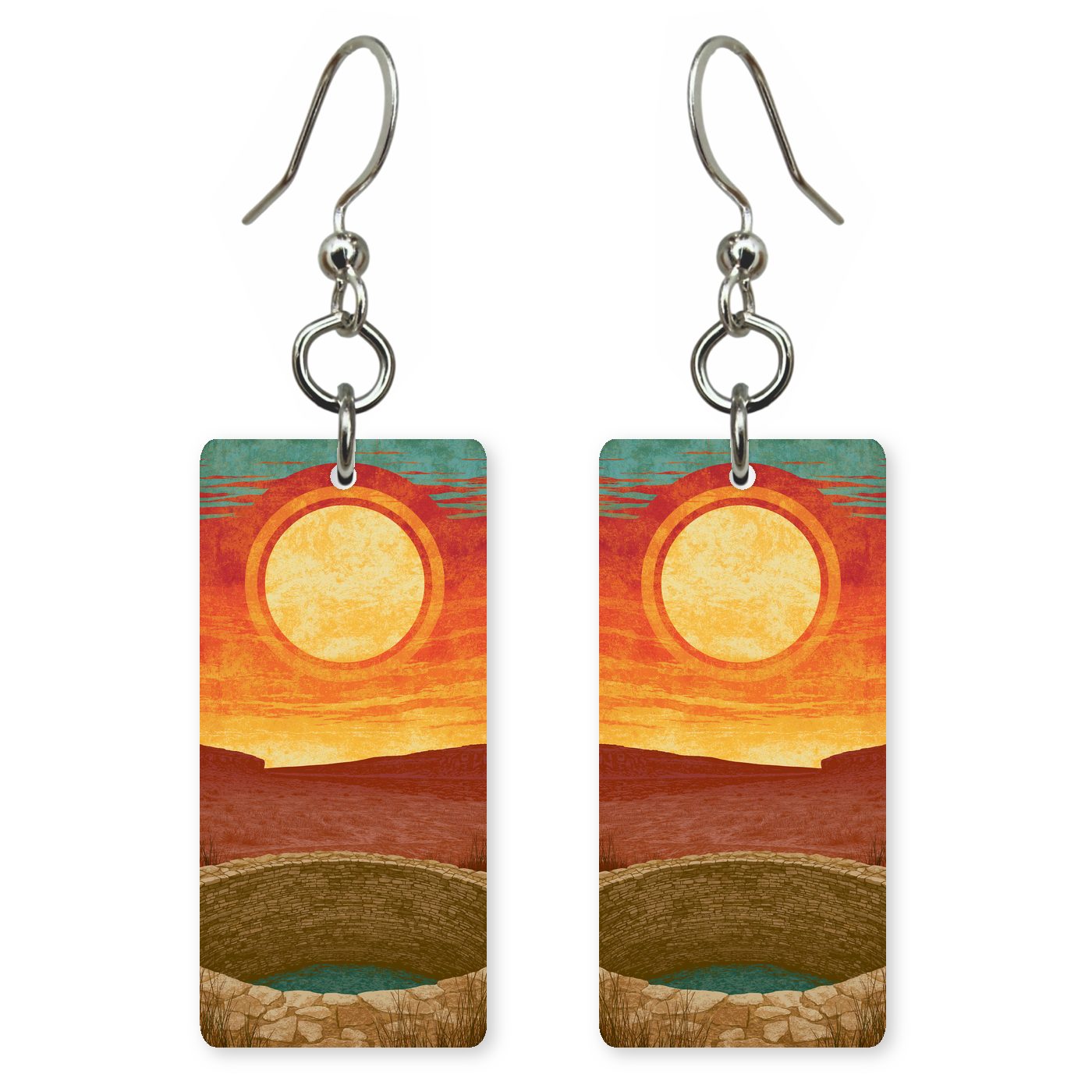 Chaco Culture Great Kiva — She's Choosing earrings, shown as a pair